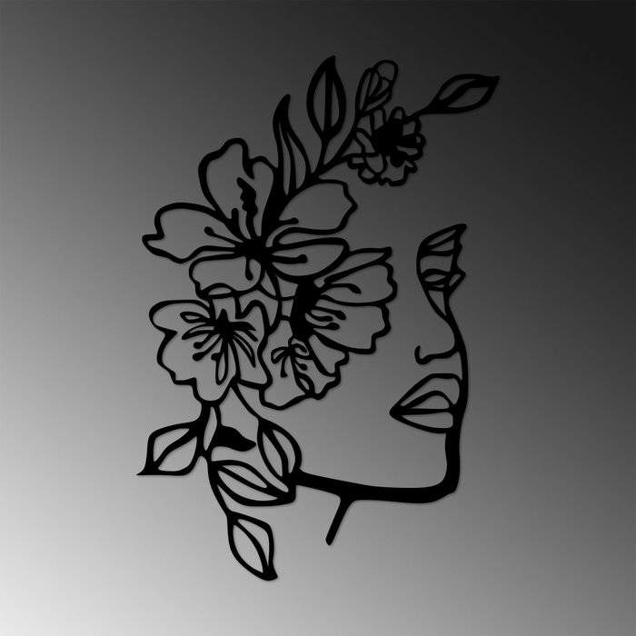 Wallity Flower Women Escultura de Pared Metálica Negra